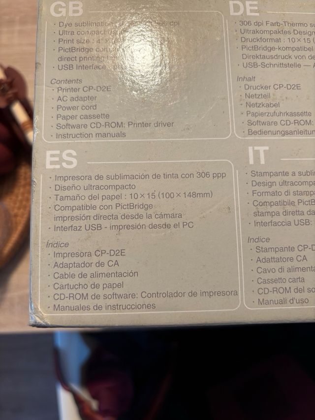 Impresora Fotos Mitsubishi CP-D2E Sin usar