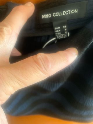 Falda Mango T38 Rayas Azul /Negro