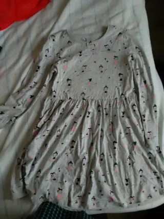 Vestido con dibujos gris manga larga 7-9 años