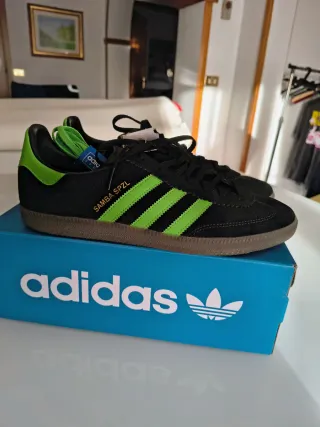 Adidas Samba Spezial Nero/Verde Fluo Tg 44