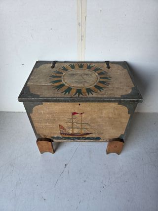  Scatola rustica decorativa, baule di pino dipinto a mano