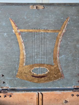  Scatola rustica decorativa, baule di pino dipinto a mano
