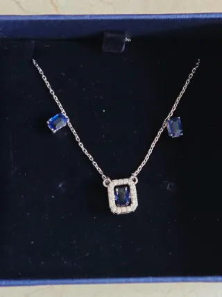 Conjunto Swarovski Collar y Pendientes Azul