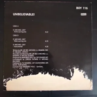 TECHNO HARDCORE UNBELIEVABLE Is Michael Gay Vinilo