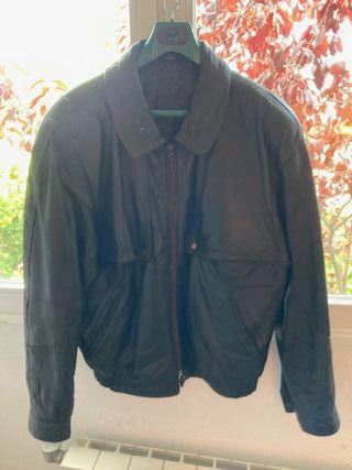 Cazadora Piel Vintage Hombre Negra