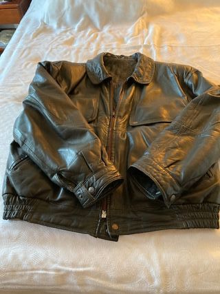 Cazadora Piel Vintage Hombre Negra