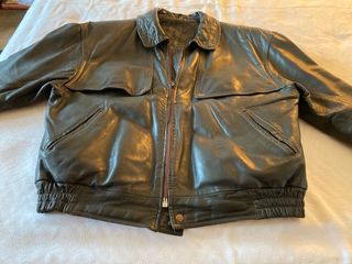 Cazadora Piel Vintage Hombre Negra
