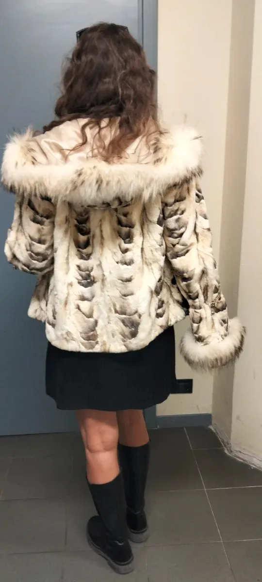 Giacca/pelliccia con cappuccio in volpe