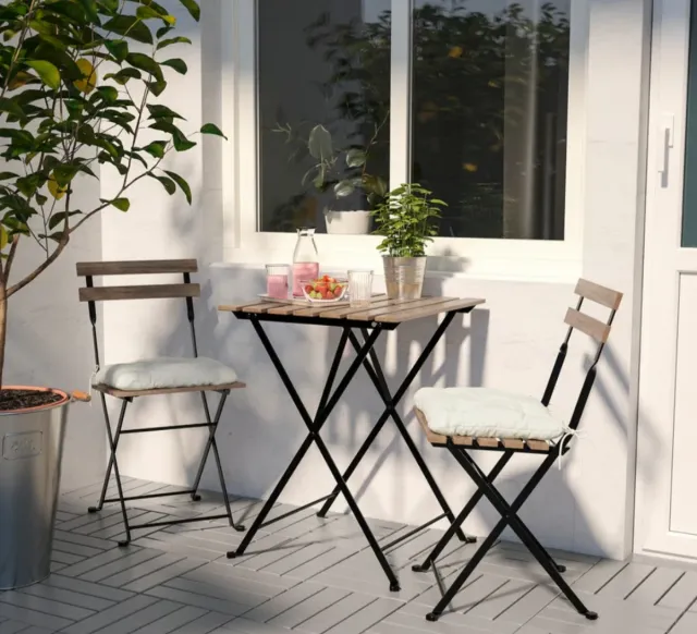 Mesa y 2 Sillas Plegables Terraza Madera