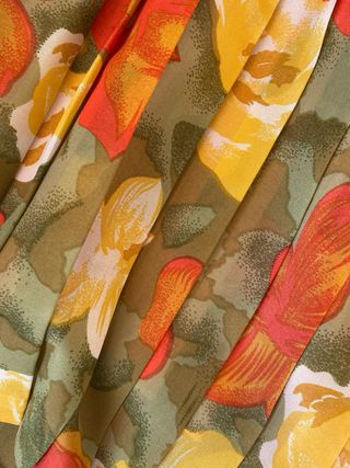 saia floral verde e multicolor