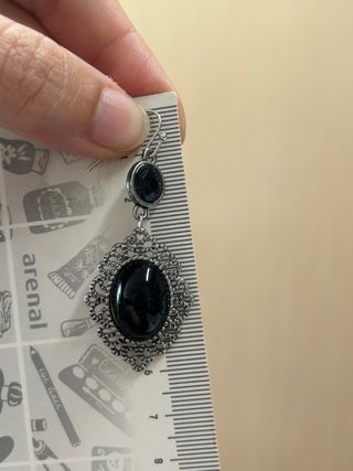 Pendientes plata con piedra negra