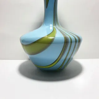 Vaso in vetro palina Celeste Carlo Moretti 1970