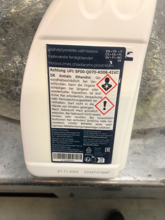 Refrigerante VW G12evo 1L -35°C