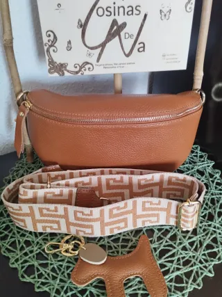 Bolso Riñonera Piel Camel The Genuine leather 