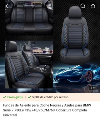 Fundas Asiento BMW Serie 7 Negras/Azules