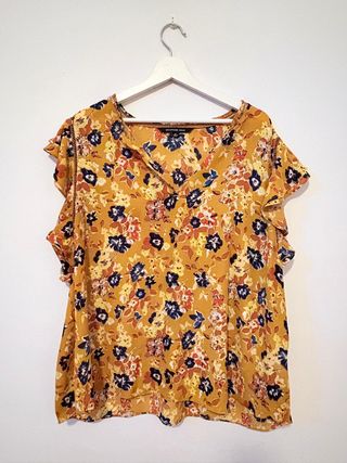 Blusa amarilla floral TAG & RACHEL Talla XXL