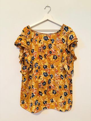 Blusa amarilla floral TAG & RACHEL Talla XXL