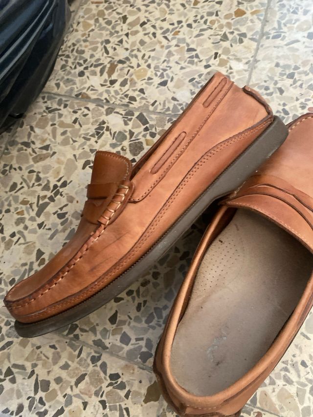 Mocasines de piel color coñac