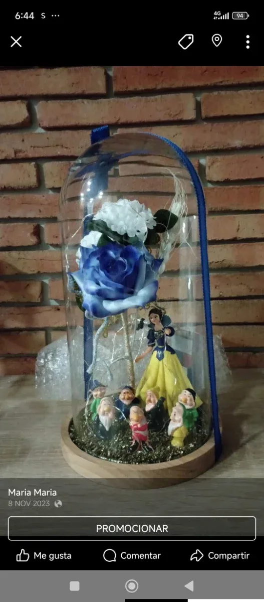 Cúpula Rosa Blanca Nieves y 7 Enanitos personaliza