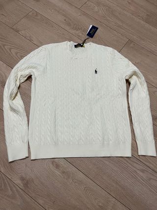Jersey Polo Ralph Lauren Cable Knit Crema