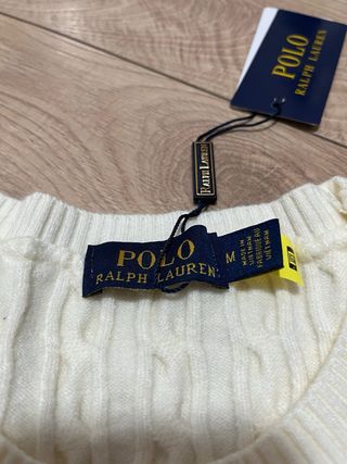 Jersey Polo Ralph Lauren Cable Knit Crema