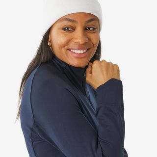 Camiseta térmica mujer, BL TOP 500 1/2 cremallera azul