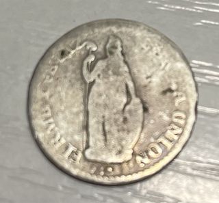 Moneda Plata Medio Real Perú 1850