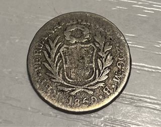 Moneda Plata Medio Real Perú 1850