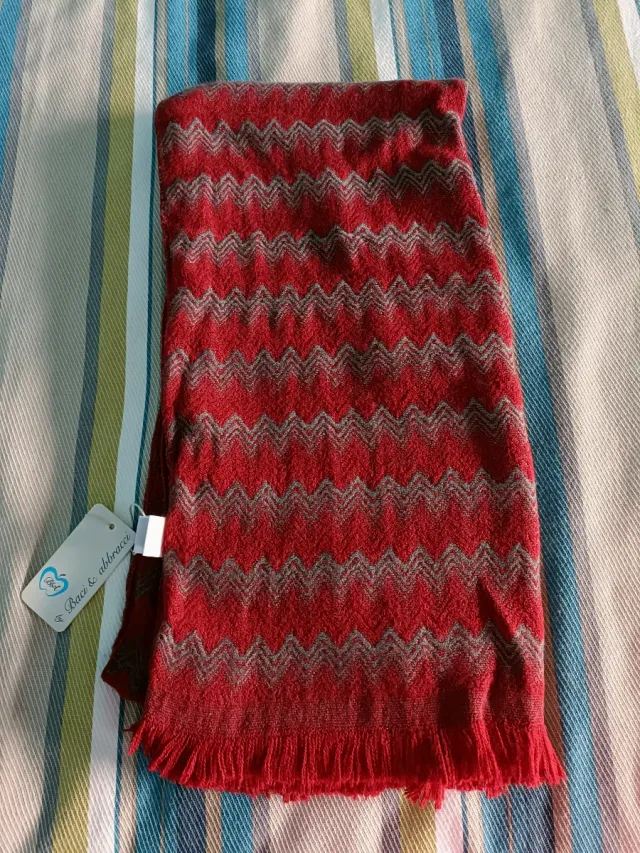 Sciarpa Baci & Abbracci Zigzag Rossa Argento
