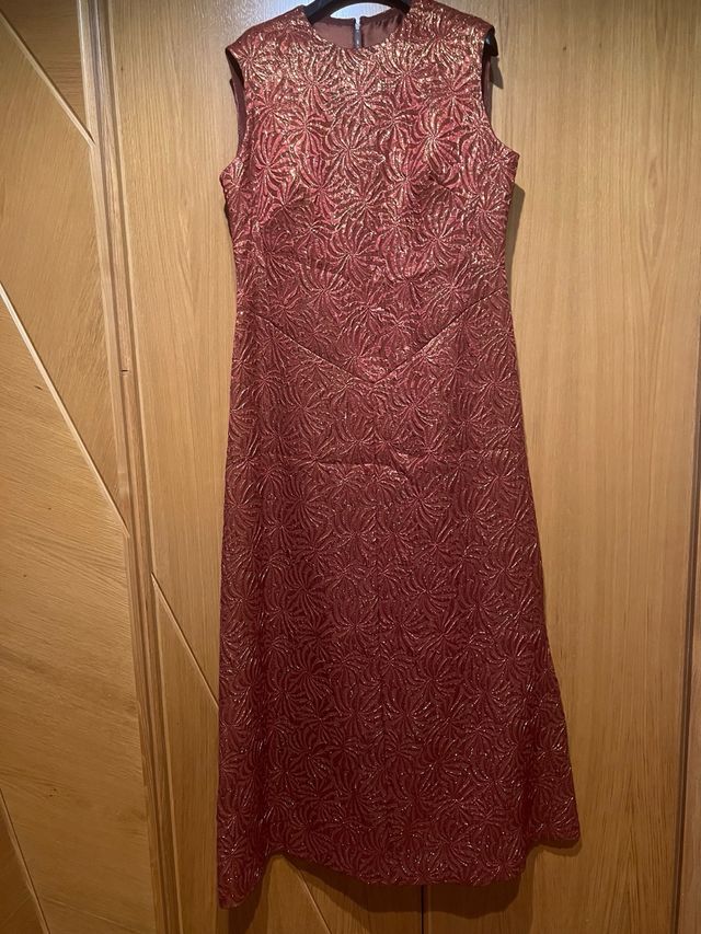 Vestito elegante donna oro e rosso