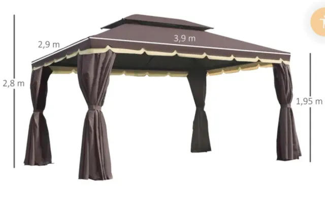 Gazebo Outsunny Barnum 4 x 3 m color cioccolato