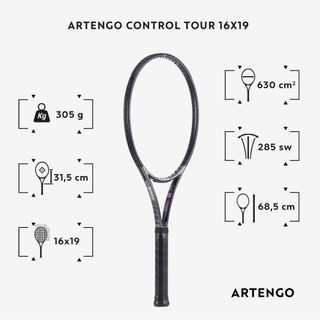 Raqueta de tenis adulto Artengo TR960 Control Tour 16x19