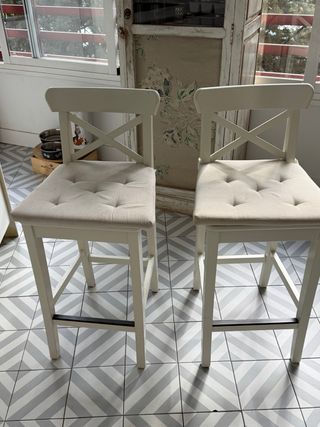 2 Sillas Altas Madera Blanca Ikea