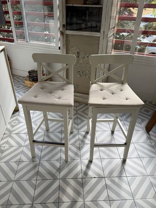 2 Sillas Altas Madera Blanca Ikea