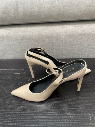 Zapatos Zara Tacón Beige Talla 41