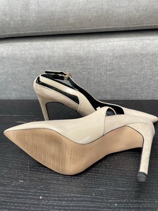 Zapatos Zara Tacón Beige Talla 41