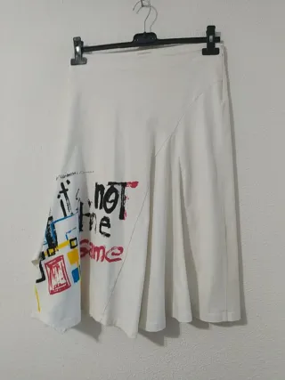 Falda Desigual Multicolor Blanco