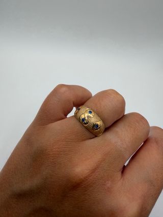 Anillo Oro Amarillo 18k Estrellas zafiros