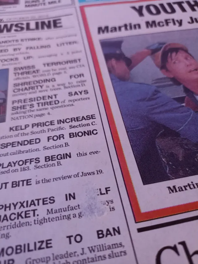 Periódico USA TODAY Regreso al Futuro 2