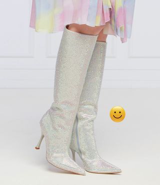 Stivali alti, tacco, strass, argento, Liu Jo, n.38