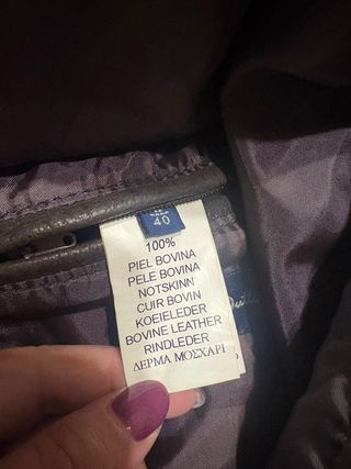 Chaquetón de cuero marrón para hombre