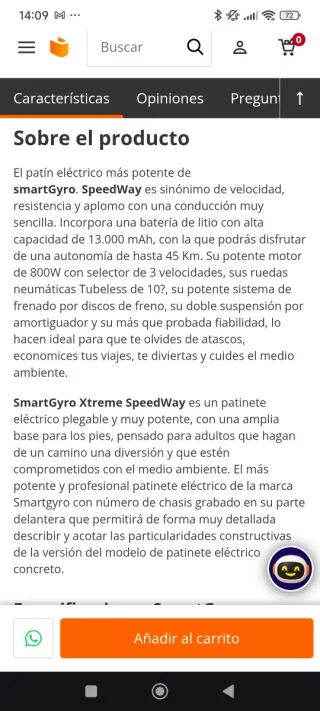 Patinete Smartgyro Speedway (Negociable)
