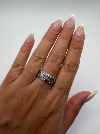 Anillo Oro Blanco 18k Diamantes Baguette