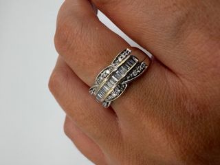 Anillo Oro Blanco 18k Diamantes Baguette