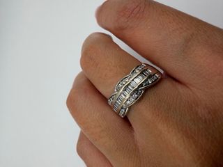 Anillo Oro Blanco 18k Diamantes Baguette