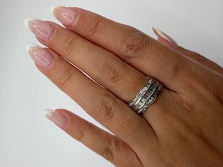 Anillo Oro Blanco 18k Diamantes Baguette