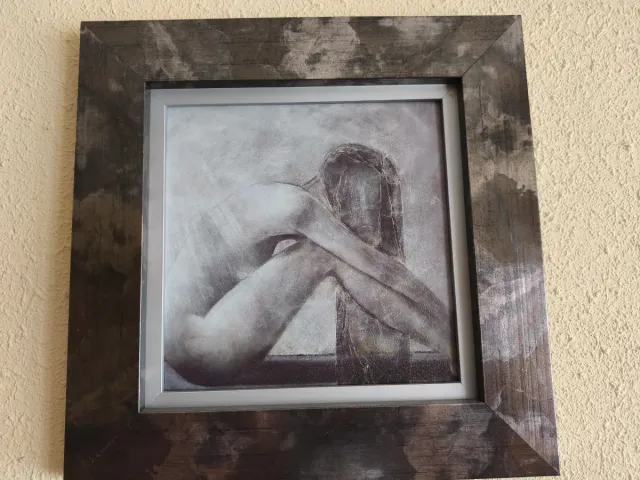 Cuadros Metalizados Grises, Plateados figura mujer