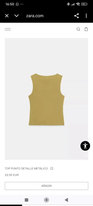 Top punto Zara detalle metálico