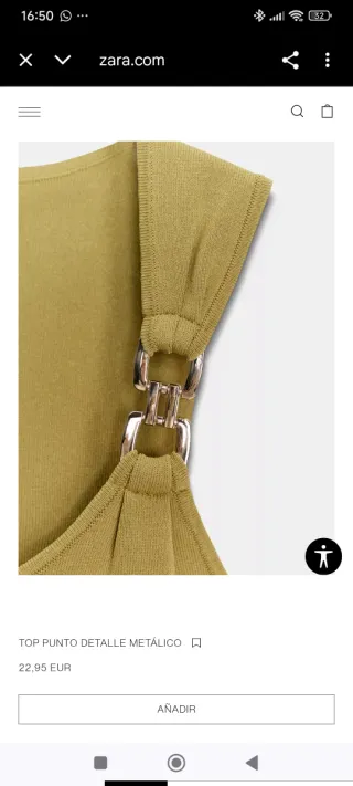Top punto Zara detalle metálico