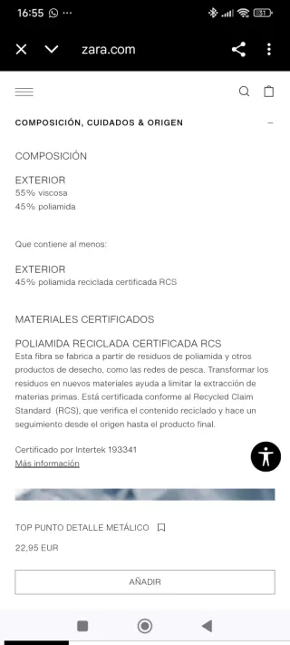 Top punto Zara detalle metálico